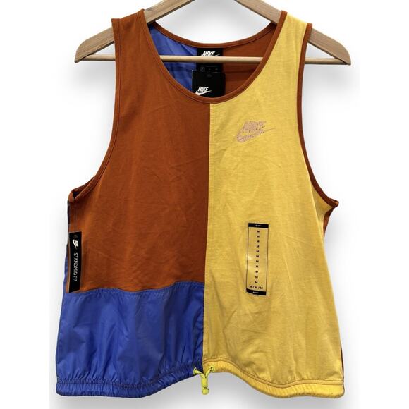 Nike Icon Clash Women's M Colorblock Athletic Tank Gym Top Yellow Blue NWT - Picture 3 of 8